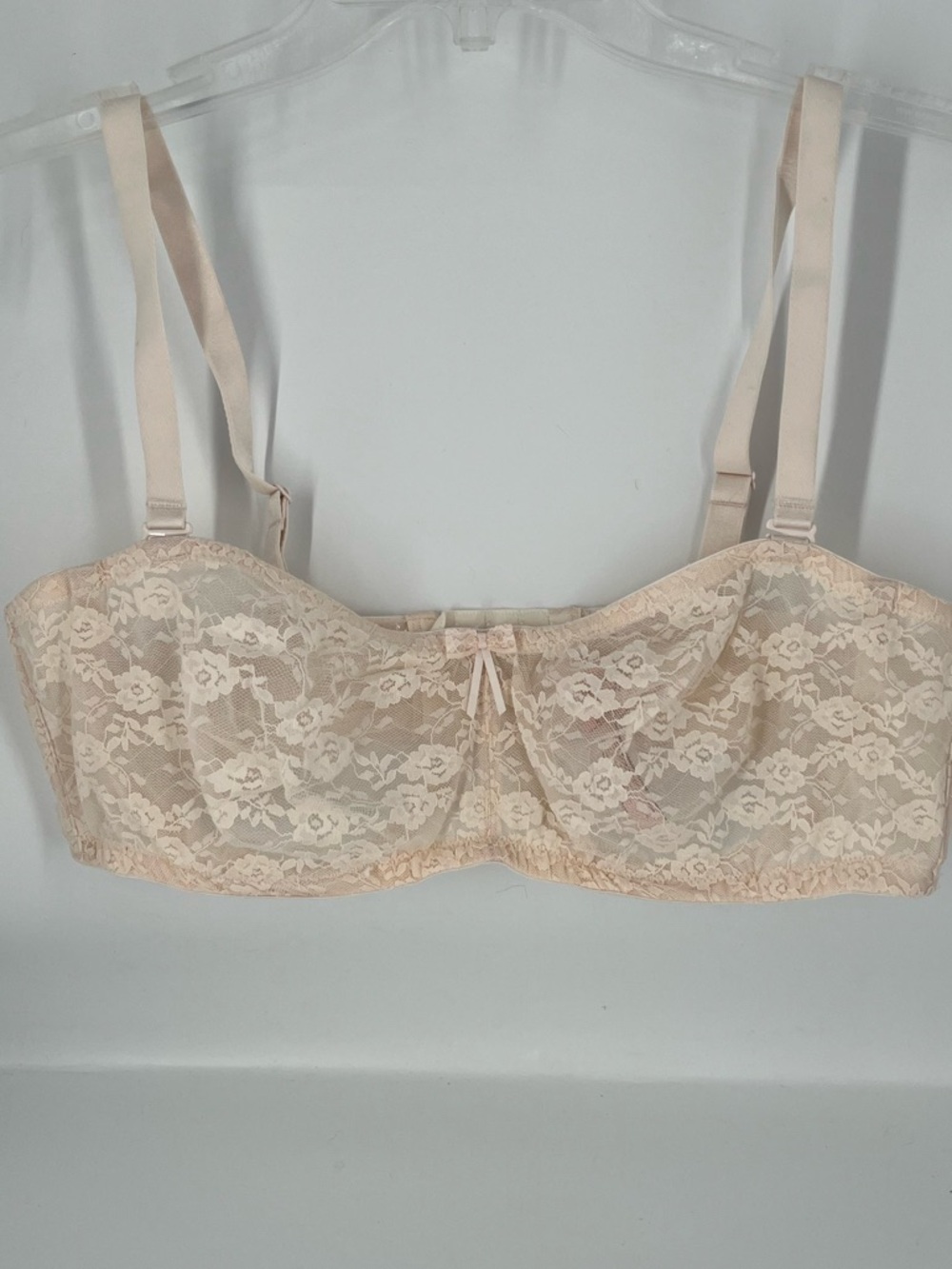 Dobreva Sheer Lace Balconette or Strapless Bra in Light Beige sz 40B
